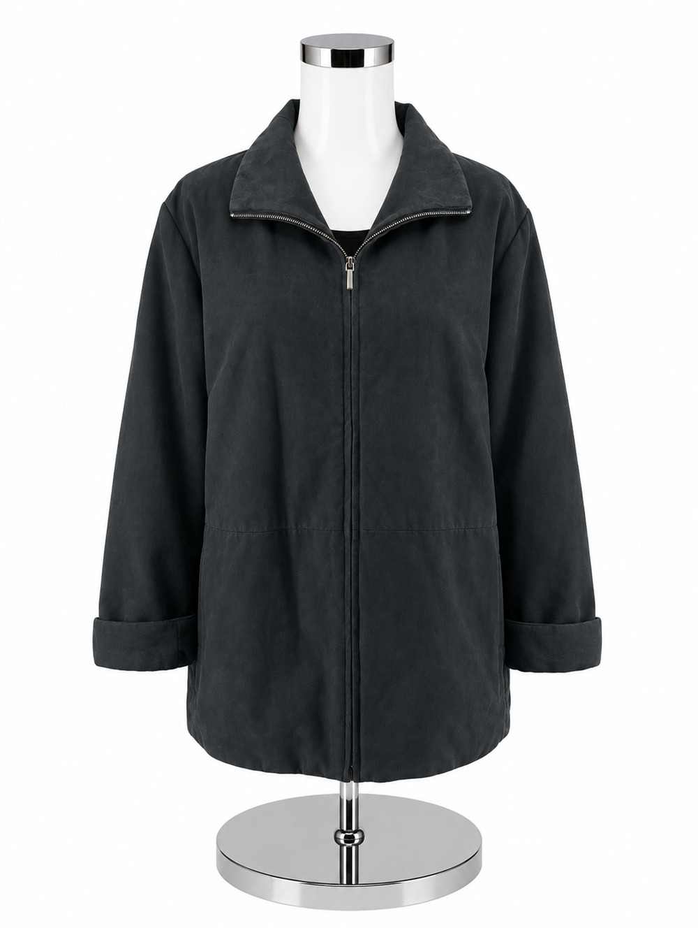 London Fog Black Insulated Zip Front Jacket Coat Womens Size Medium